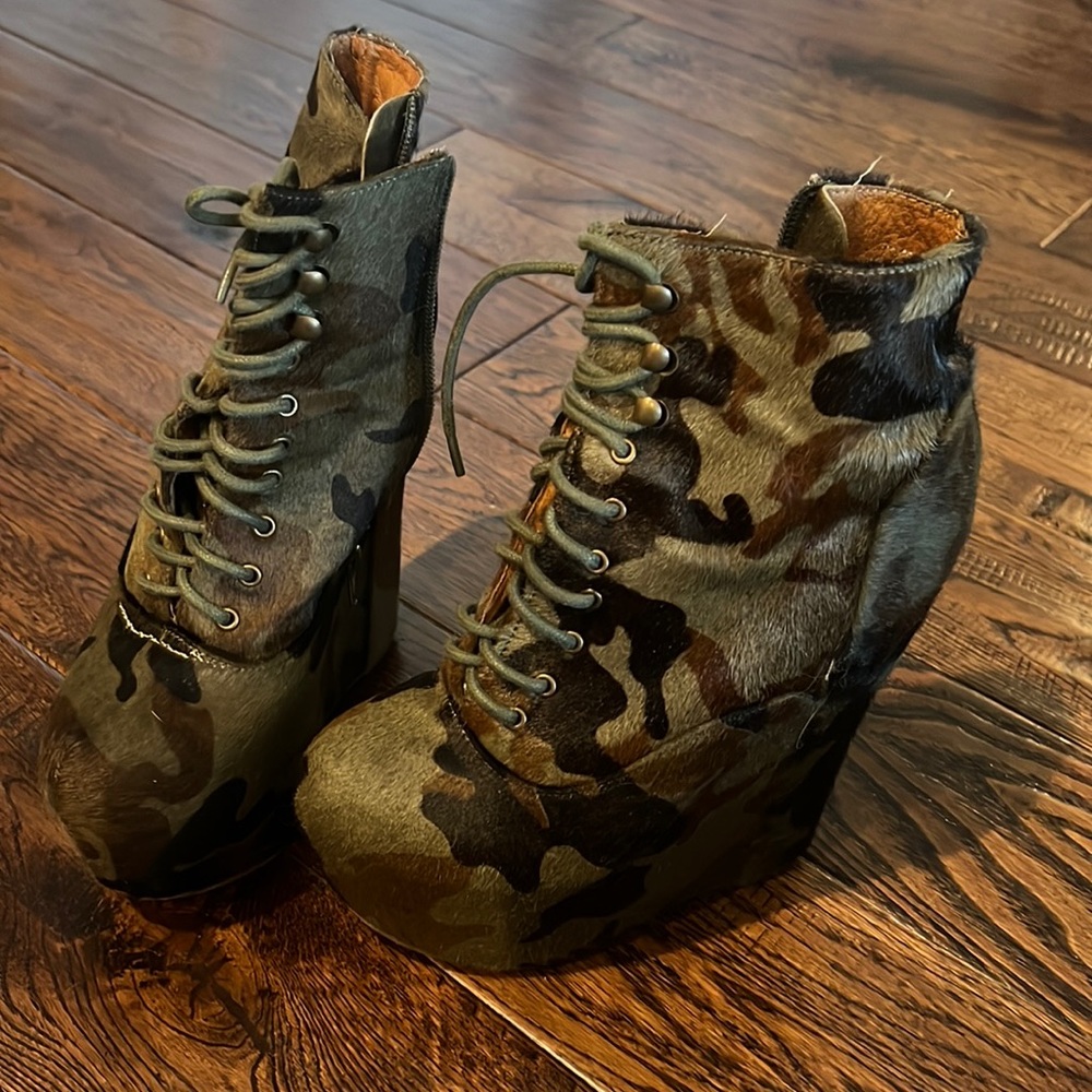 Jeffery Campbell pony hair came wedge heels